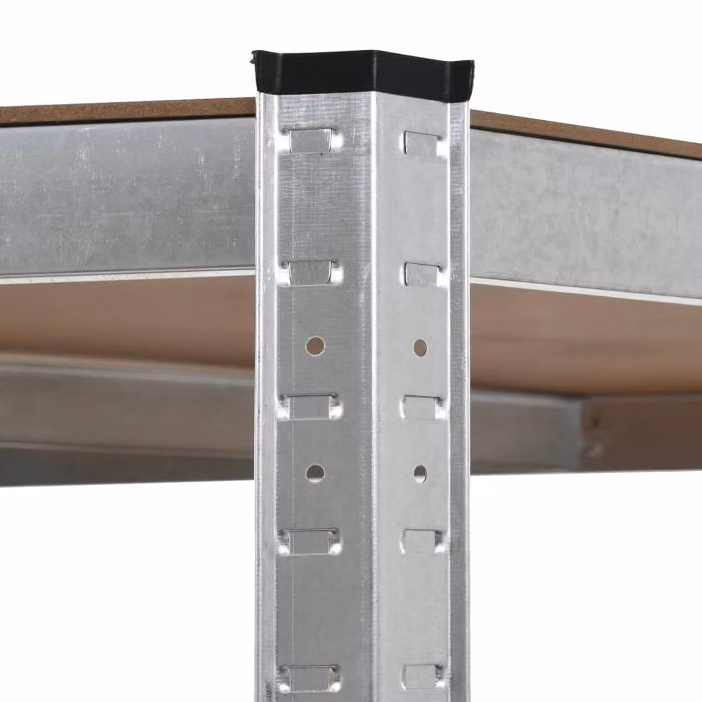 Berkfield Home Silver Storage Shelf with Adjustable Shelves, Steel and MDF, W/D/H: 90 x 90 x 180 cm – 3