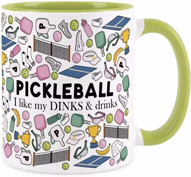 Purely Home Novelty Pickleball Ceramic Mug in Light Green
