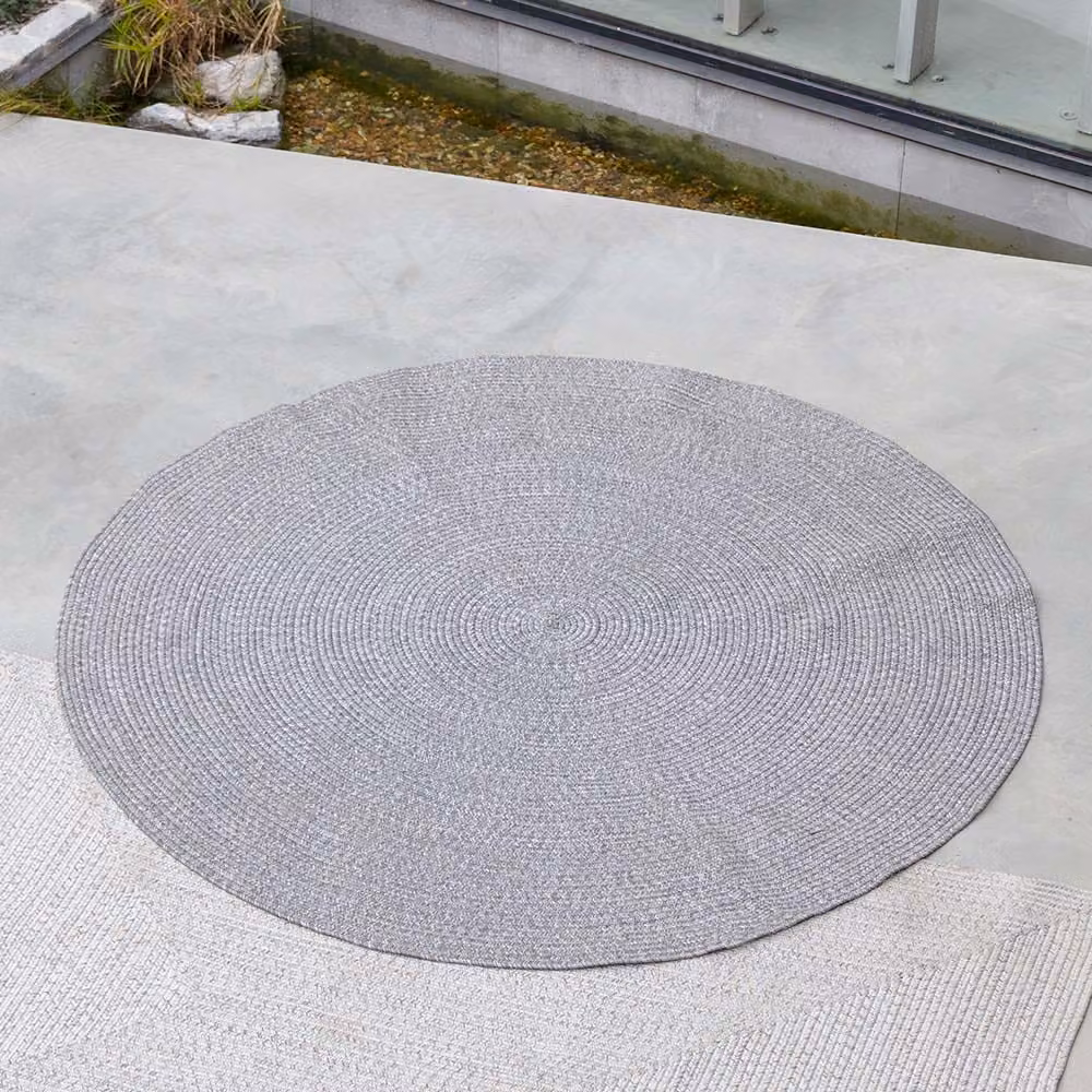 Leisure Grow Round UV-Resistant Grey Outdoor Garden Rug, Diameter: 250 cm
