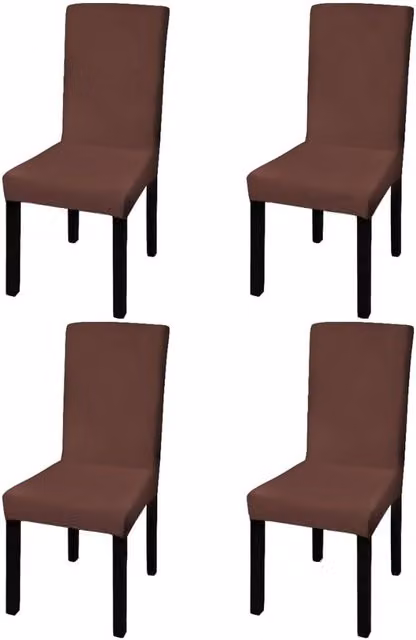 Berkfield Home Stretchable Dining Chair Covers, 4 Pack, Brown – 1