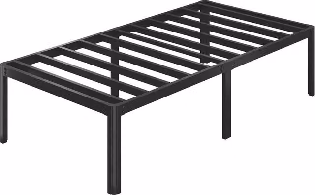 VOGREX Black Metal Single Bed Frame W/D/H: 90 x 190 x 41 cm – 1