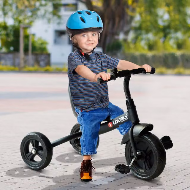 HOMCOM Toddler Tricycle with Adjustable Seat and Bell, Black