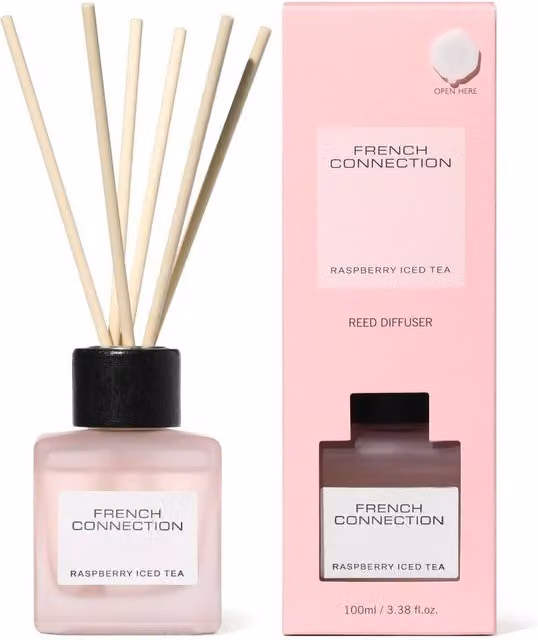 French Connection Raspberry Iced Tea Square Reed Diffuser, 100ml, Pink