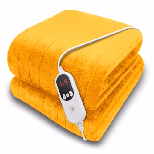 Purus Deluxe Electric Heated Throw Gold Fleece W/D/H: 160 x 120 x 1 cm – 1