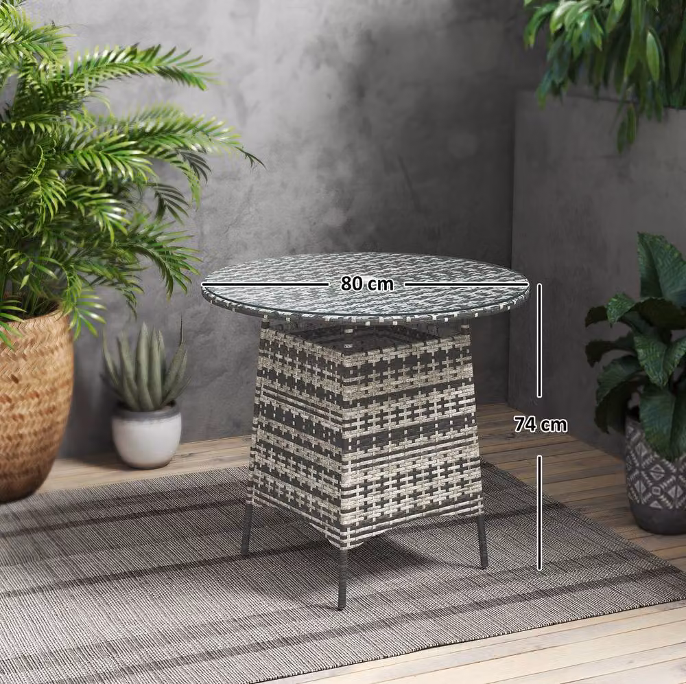 STILVORA Grey Modern Bistro Table with Glass and Metal Design – 4