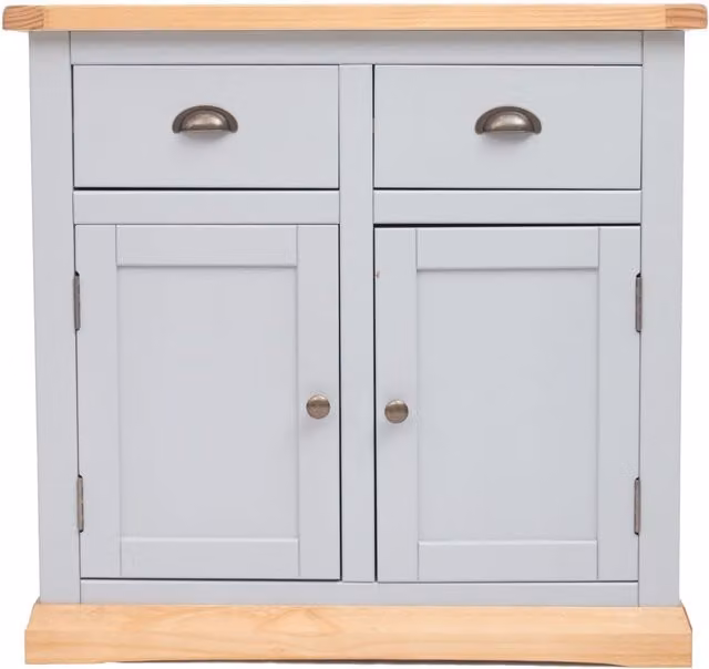Cabinet Bits Bomporto Grey 2 Door and 2 Drawer Sideboard with Brass Cup Handles