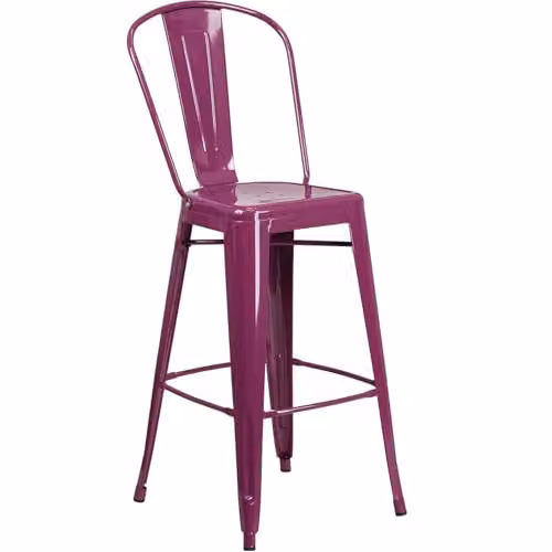 FWStyle Blake Purple Industrial Metal Counter Stool with Distressed Finish – 1