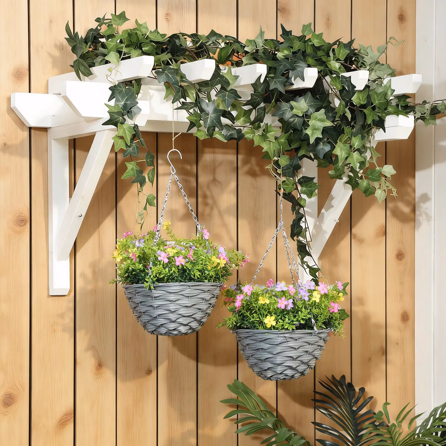 HOMCOM Set of 2 Multi-Coloured Artificial Hanging Cosmos Flowers – 4