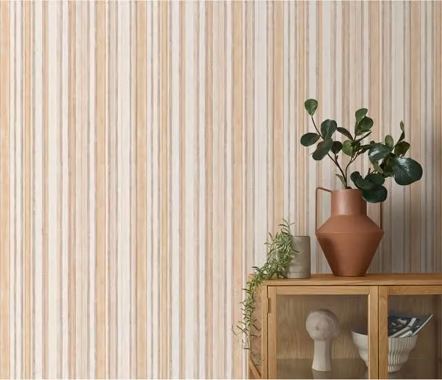 Erismann Pure Rhythm Striped Non-Woven Vinyl Wallpaper in Pink and Brown