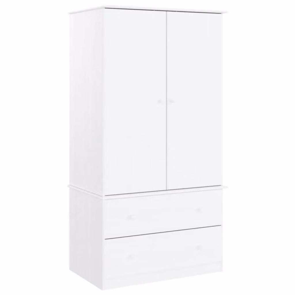 Berkfield Home ALTA White Solid Wood Pine Wardrobe with Integrated Drawers W/D/H: 90 x 55 x 170 cm – 2