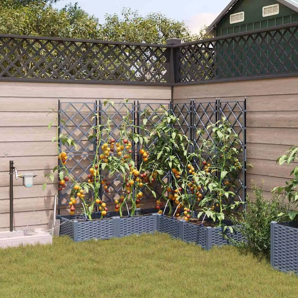 Berkfield Home Garden Planters with Water Irrigation System, 5 Piece Set, Grey – 2