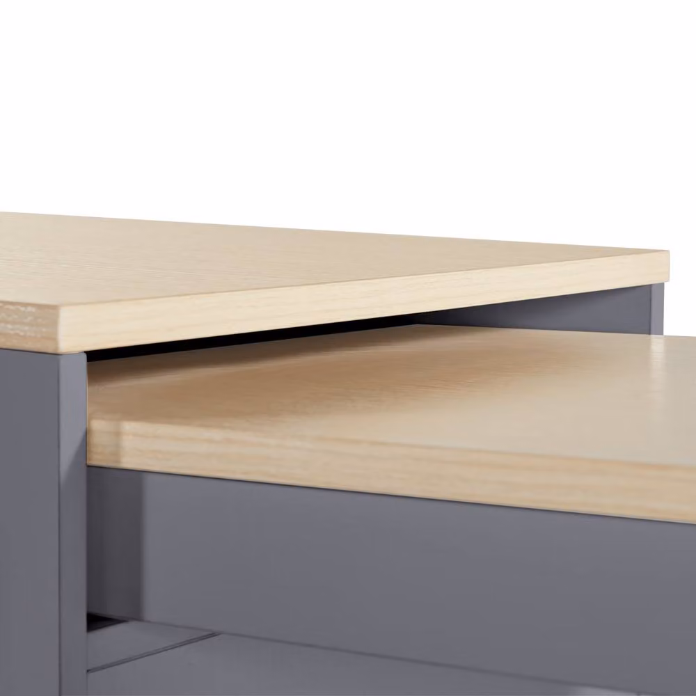 ModernLuxe Kitchen Island with Extendable Table and 4 Doors in Matt Grey – 3