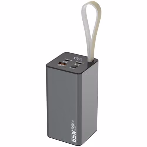 Maplin 30,000mAh Power Bank with 65W PD Fast Charging and 3 Outputs (2x USB-C and 1x USB-A) in Grey – 1