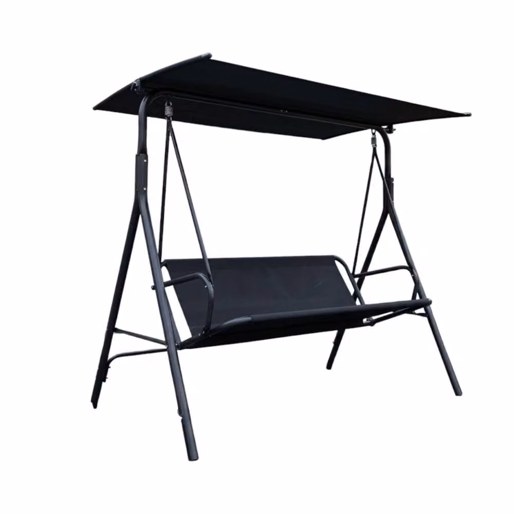 Garden Greatness Lunaria Urban Patio Garden Swing Chair with Sun Canopy in Black and Multicolour Metal and Fabric – 2
