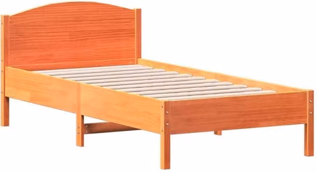 Berkfield Home Small Single Solid Wood Pine Bed Frame, Brown Waxed Finish, W/D/H: 75 x 190 x 75 cm – 1