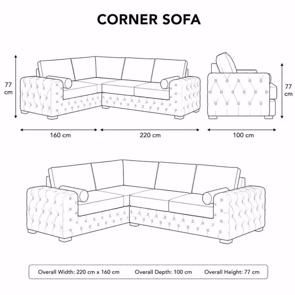 Stratus Interiors Ashley Chesterfield Full Back L-Shape Corner Sofa in Pink Plush Velvet Fabric – 2