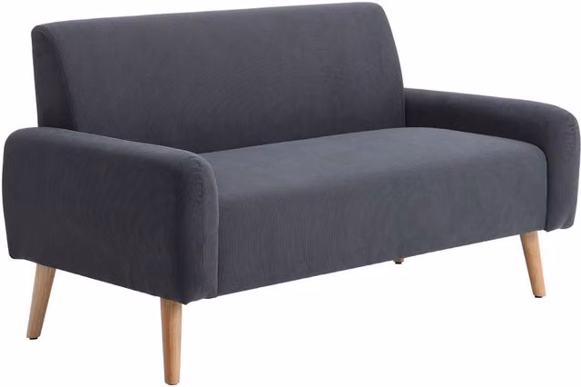 Livingandhome Modern 2-Seat Corduroy Loveseat Sofa in Grey
