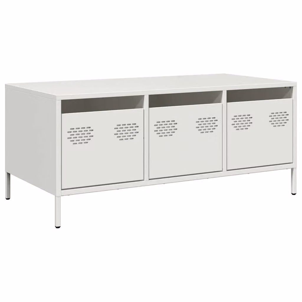 Berkfield Home Industrial White Metal Coffee Table, W: 101.5 cm, D: 50 cm, H: 43.5 cm – 2
