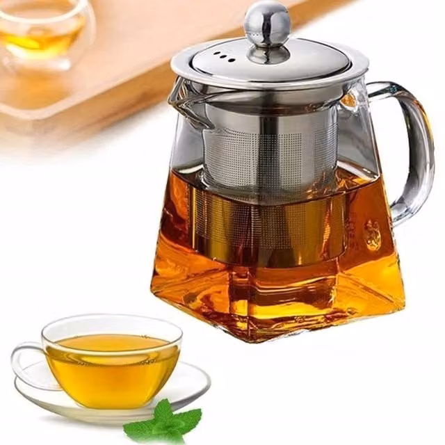 PAWNORA Heat Resistant Glass Teapot with Stainless Steel Infuser in Clear – 1