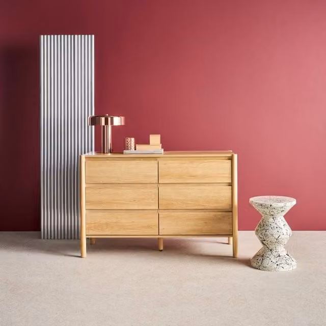 sweeek Modern 6-Drawer Wood Decor Chest in Brown, W/D/H: 120 x 42 x 78.5 cm