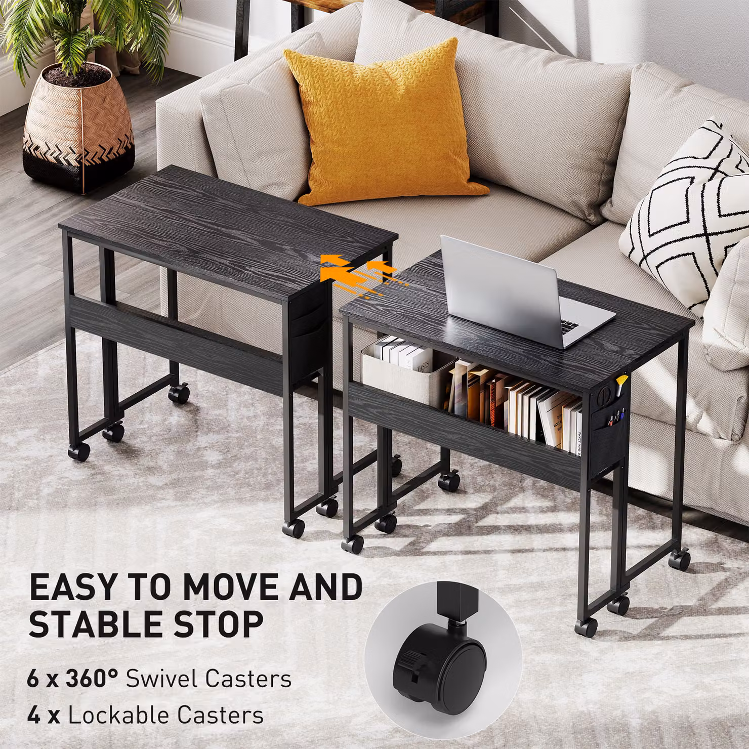 HOMCOM Black Drop Leaf Writing Desk for Home Office – 6