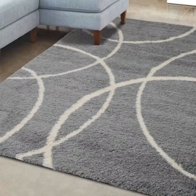 THE RUGS Snug Collection Shaggy Bubbles Design Grey Rectangular Rug W: 160 cm, D: 230 cm