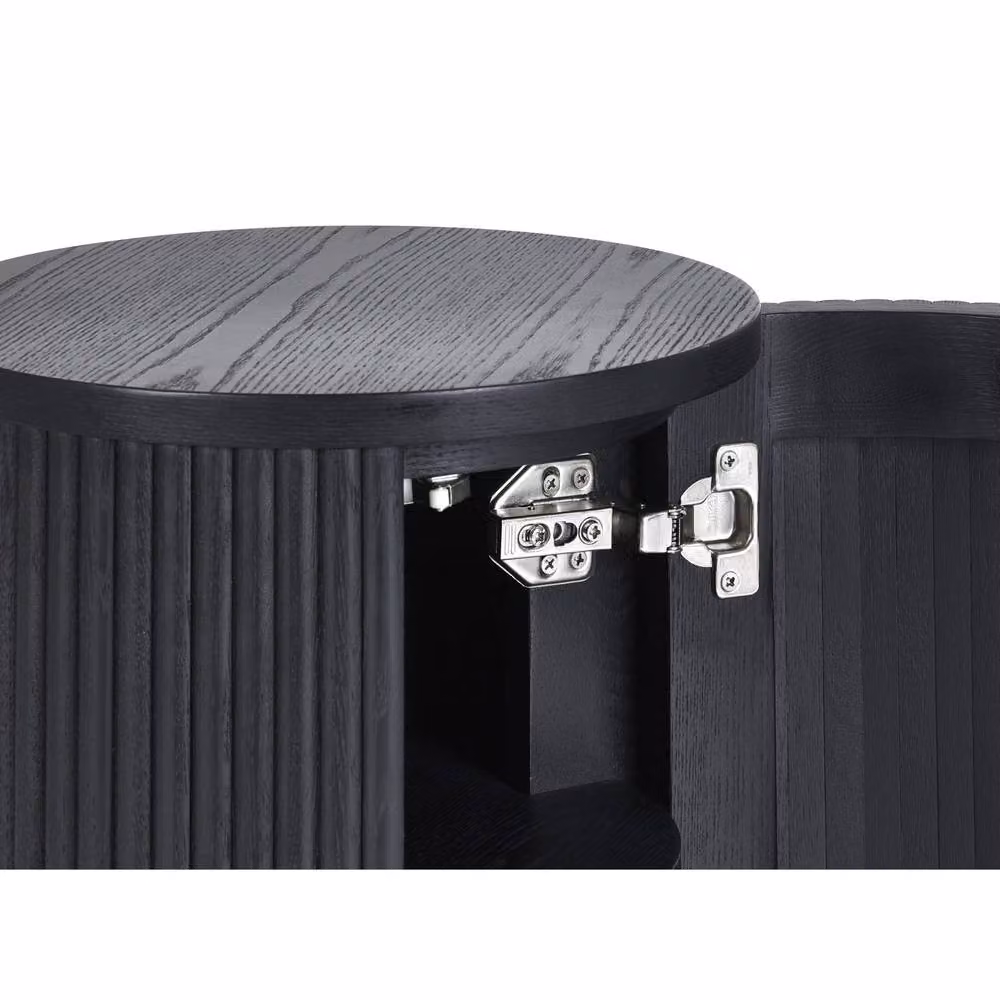 Cheshire Lauriston Fluted Side Table with Door in Black Ash – 6