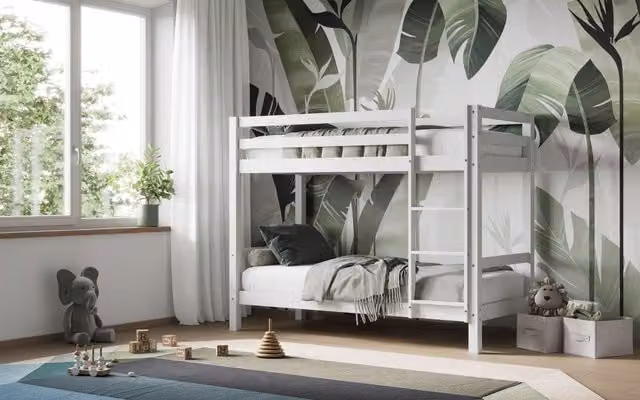 Flair Callisto Shorty Bunk Bed in White, Solid Wood, W/D/H: 160 x 70 x 145 cm