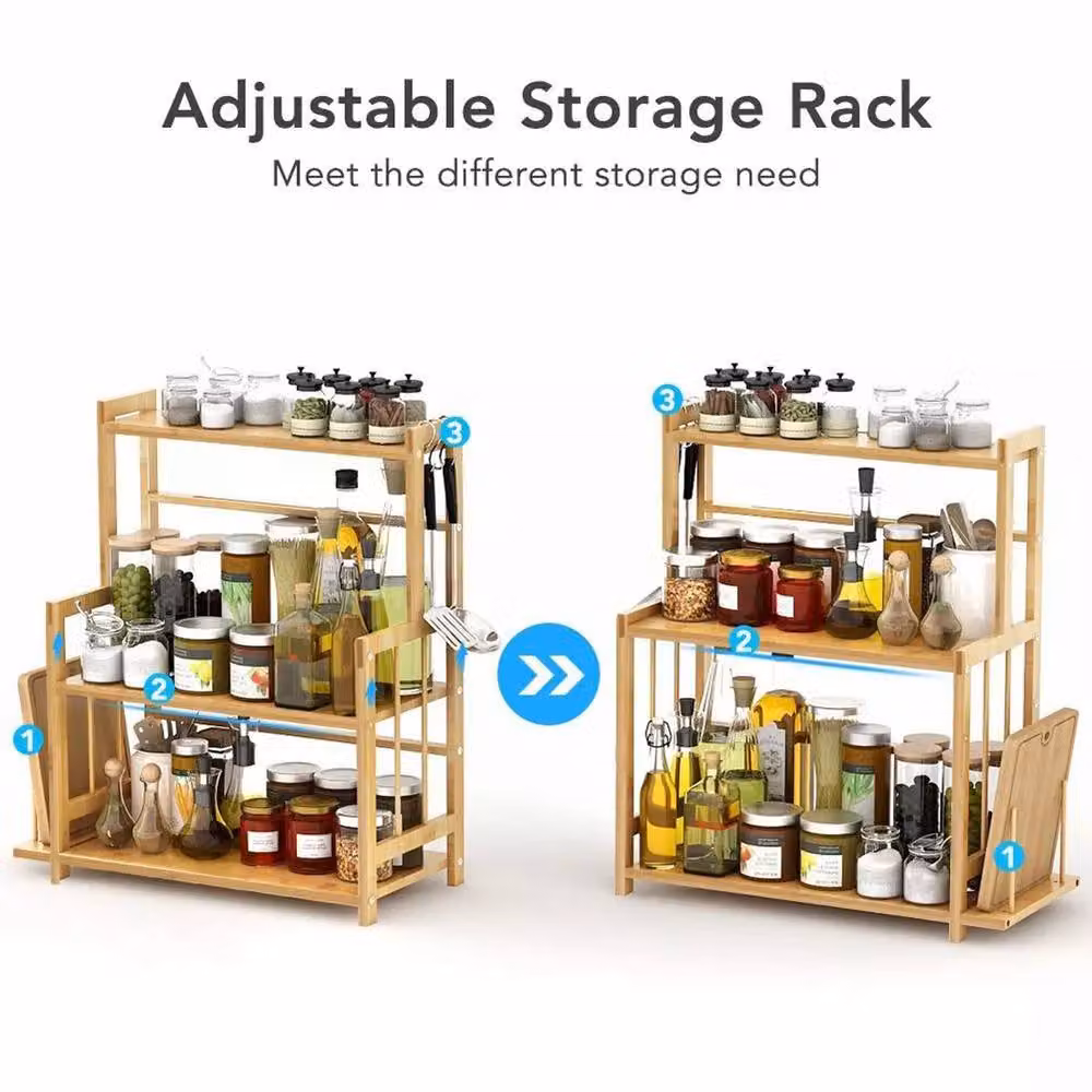 Dprodo Bamboo Spice Rack Storage Shelves in Natural Wood – 2