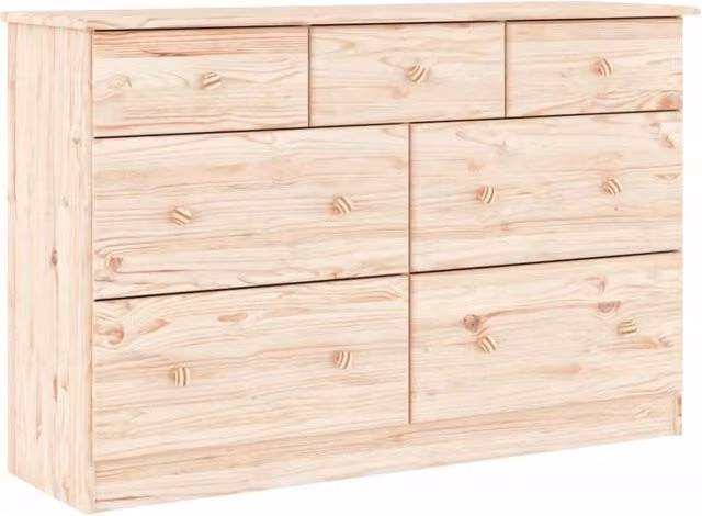 Berkfield Home ALTA Chest of Drawers in Light Tan Solid Pine Wood W/D/H: 112 x 35 x 73 cm