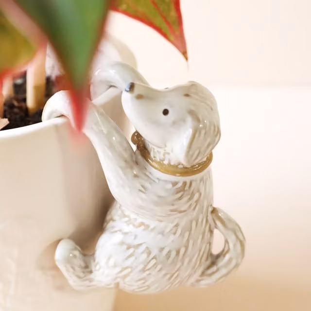 Lisa Angel Ceramic Animal Dog Hanging Planter in White and Grey
