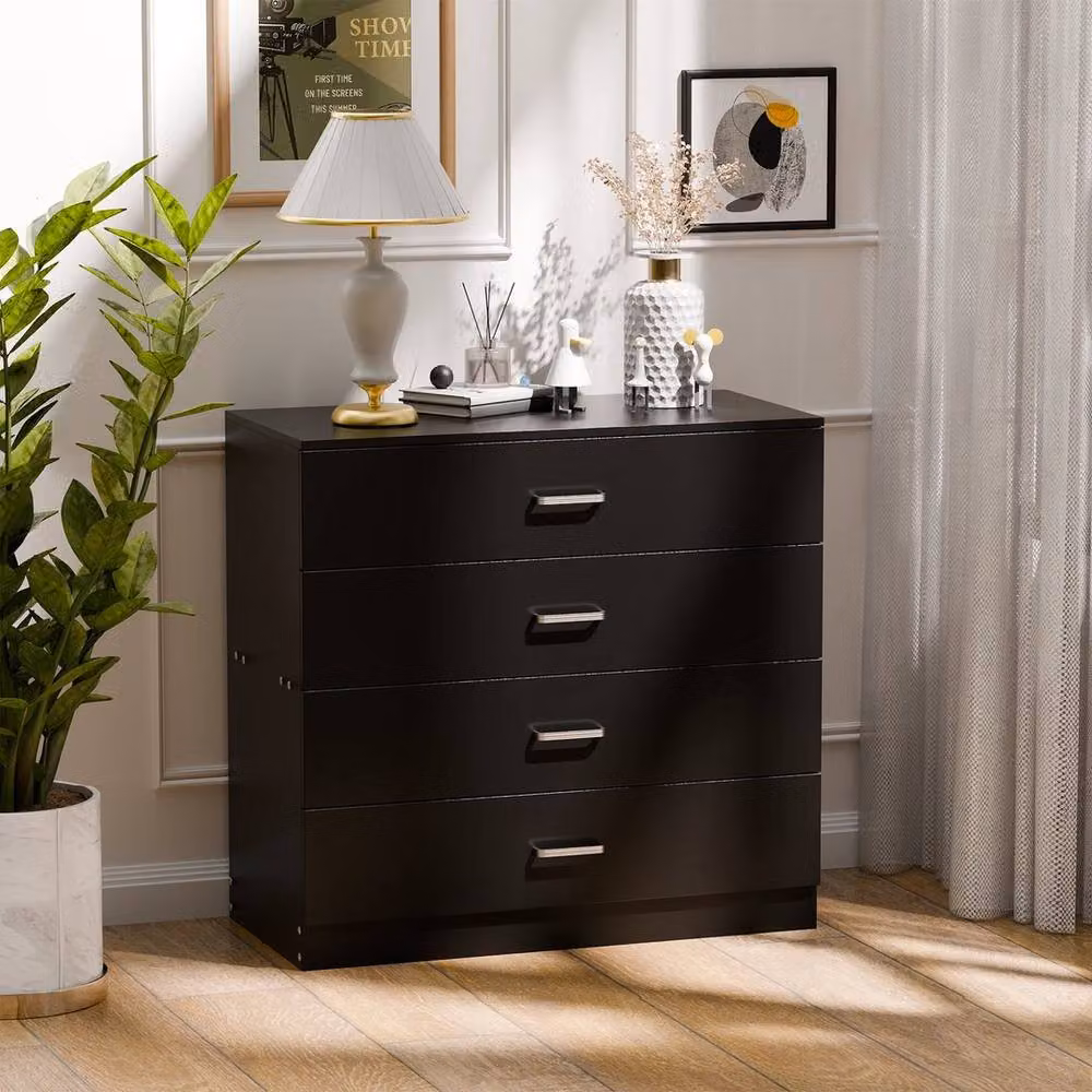 FORGEVIO Black 4-Tier Modern Bedroom Drawer Cabinet – 2