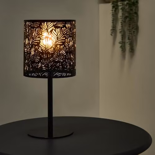 OHS Black Metal Solar Outdoor Table Lamp with Dusk Sensor for Garden, Balcony and Terrace