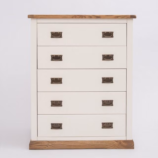 Cabinet Bits Tropea 5 Drawer Chest of Drawers in Off-White with Gold Handles
