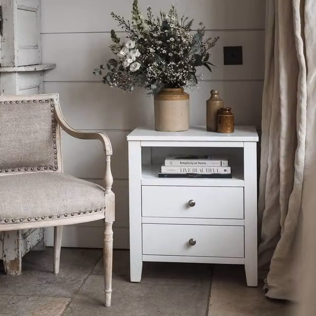 Statement Furniture Brooklyn 2 Drawer White Bedside Table with Dovetail Construction – 1