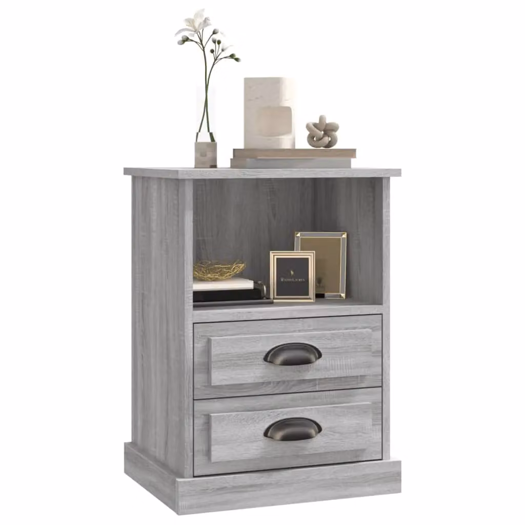 Berkfield Home Set of 2 Bedside Cabinets in Grey Sonoma, W/D/H: 43 x 36 x 60 cm – 4