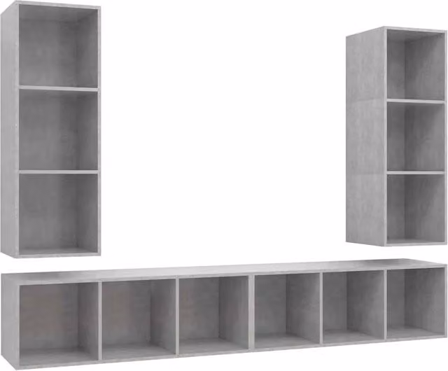 Berkfield Home Set of 4 Wall-mounted Living Room TV Cabinets in Matt Concrete Grey MDF – 1
