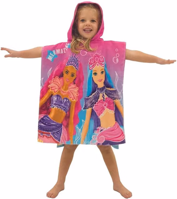 Barbie Multicolour Graphic Cotton Hooded Towel for Children