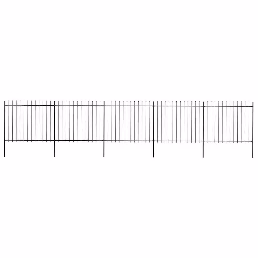 Berkfield Home Elegant Spear Top Steel Garden Fence, Black, W: 8.5 m, H: 1.5 m