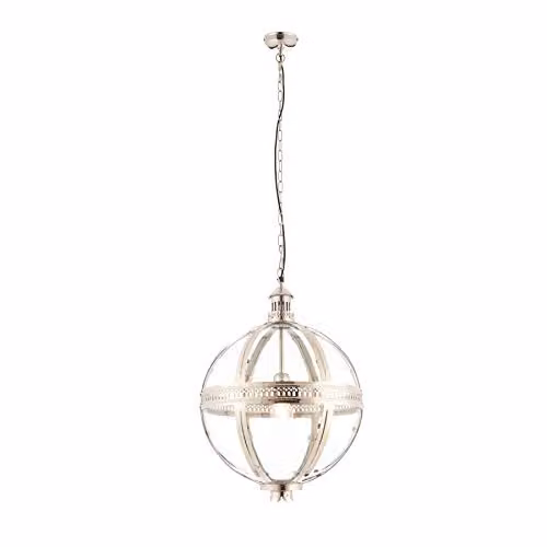 Endon Vienna One Light Ceiling Pendant Light in Bright Nickel with Clear Glass, Dia: 41 cm – 1