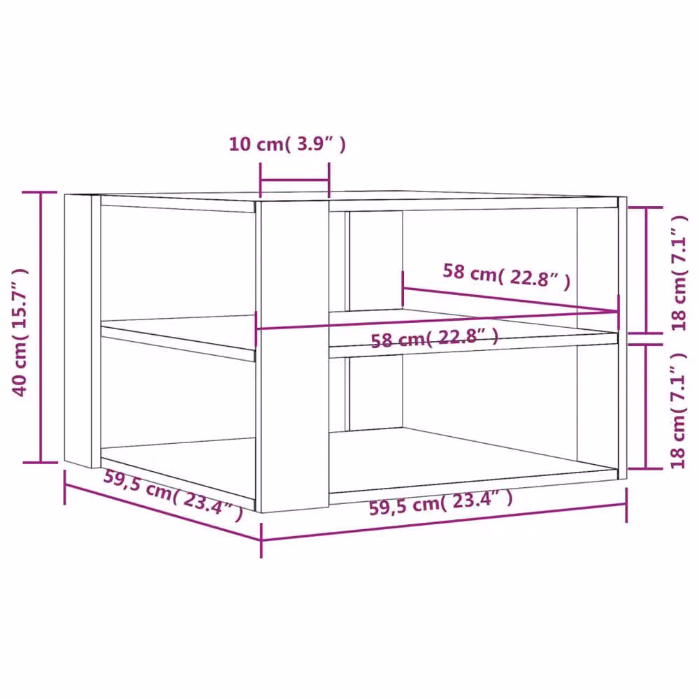 Berkfield Home Modern Black Square Coffee Table in Matt Composite Wood W/D/H: 59.5 x 59.5 x 40 cm – 7