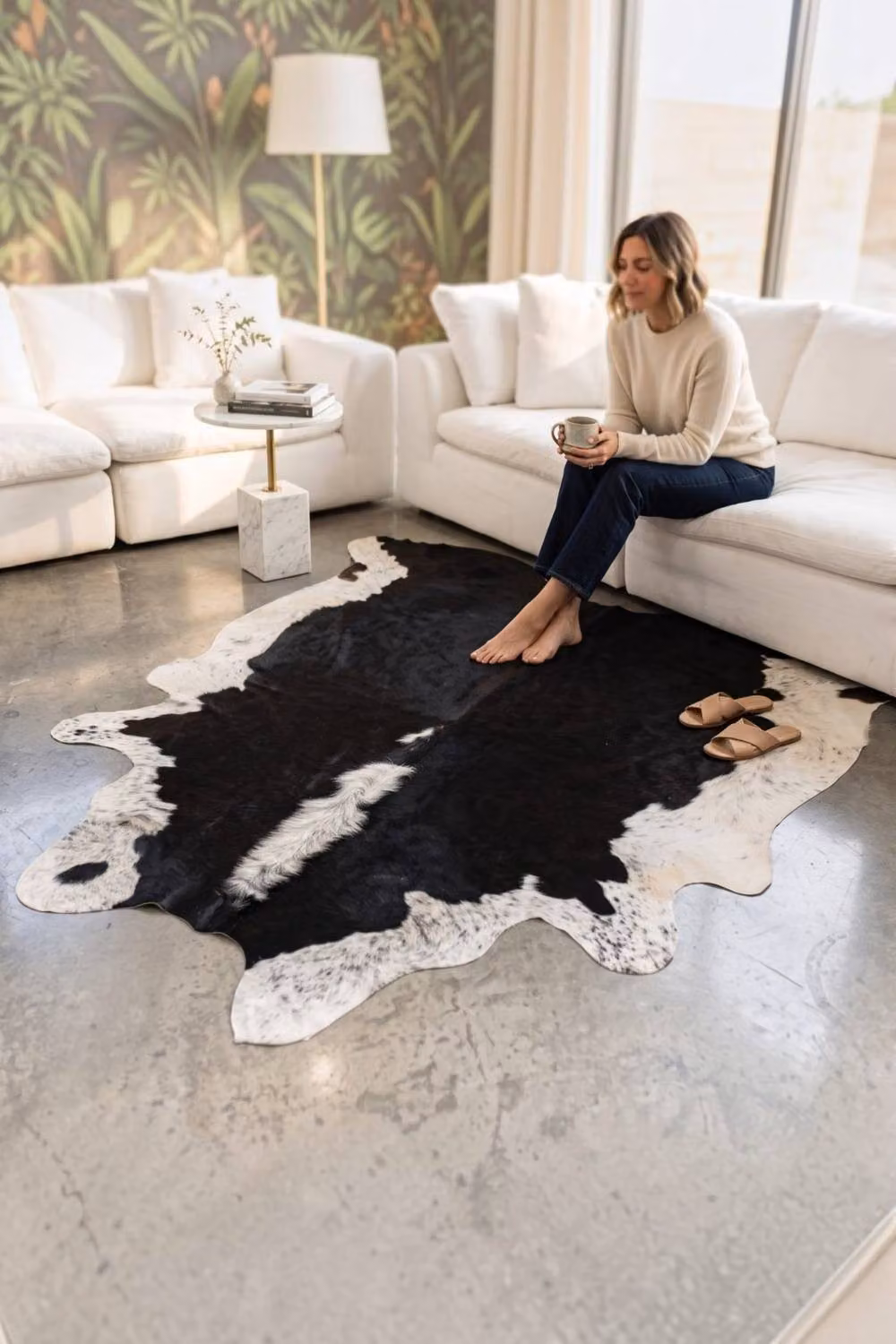 Infinity Leather Hereford Cowhide Hairon Rug in Black and White, W: 180 cm, D: 220 cm – 2