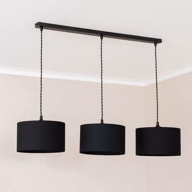 ValueLights Reni Matte Black 3 Drop Bar Ceiling Pendant Light