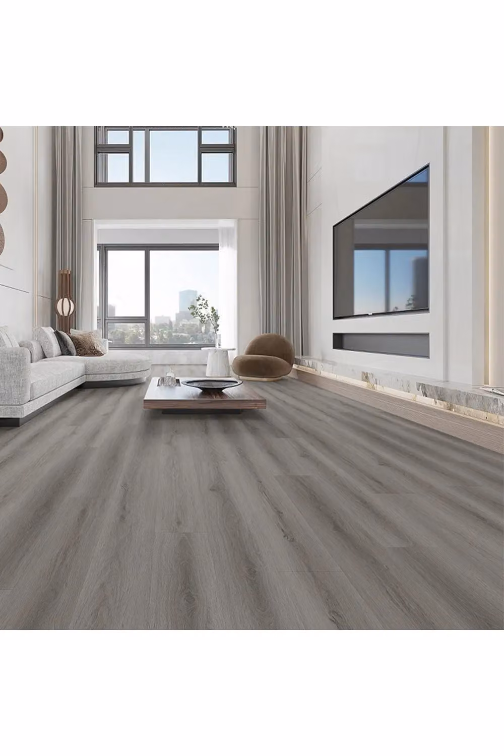 Living and Home 36 Piece Self Adhesive PVC Flooring in Dark Grey Rustic Wood Effect Plank – 2