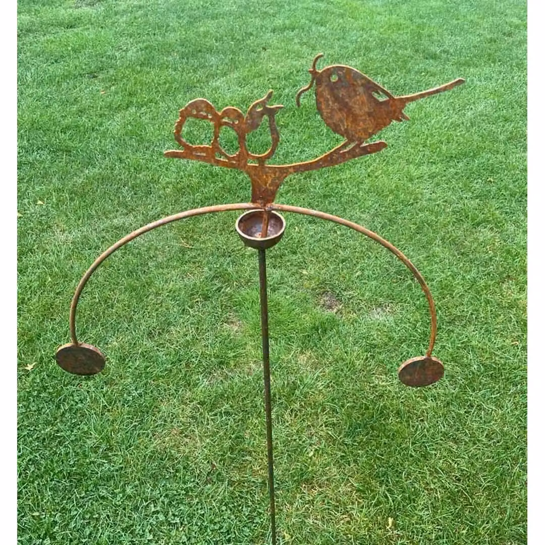 Poppyforge Birds Feeding Wind Rocker Double in Brown Steel, W54 x H148.5 cm – 3