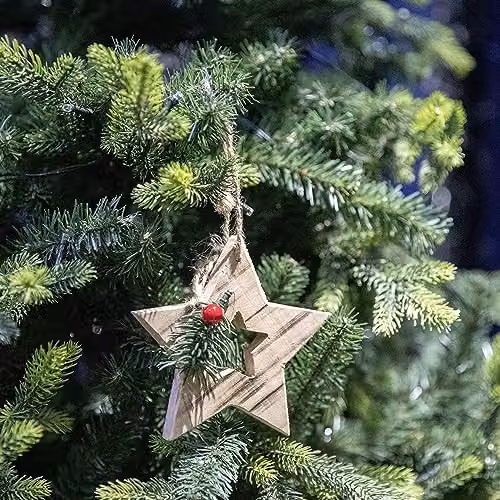 Shatchi Rustic Brown Wooden Star Christmas Tree Hanging Pendant, W/D/H: 12.5 x 12.5 x 1.5 cm – 4