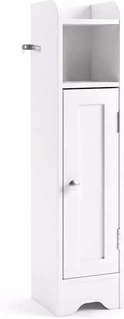 Costway White Bathroom Cabinet with Door and Adjustable Shelves – 1