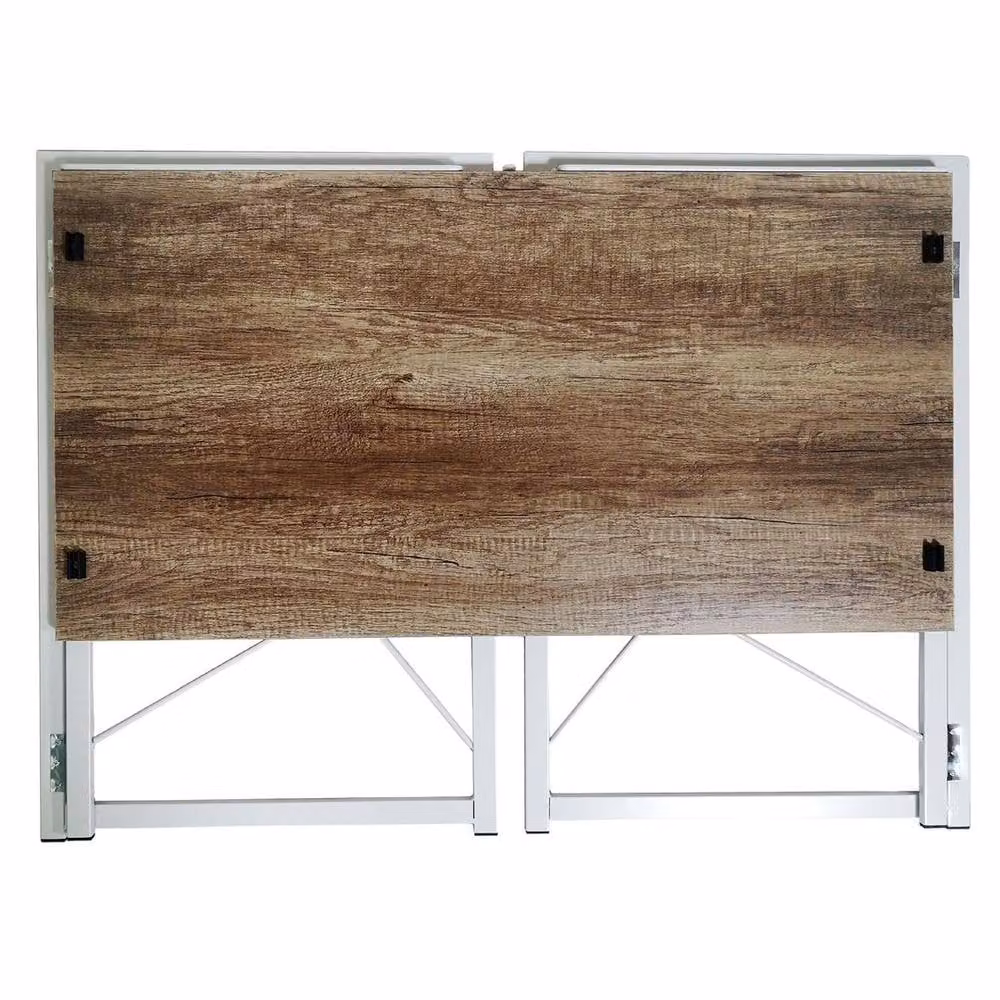 EONLION White Folding Computer Desk and Wooden Study Coffee Table in Natural, Width: 100 cm – 3