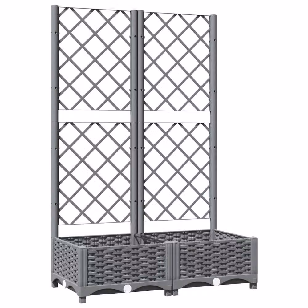 Berkfield Home Garden Planter with Trellis, Light Grey, W: 80 cm, D: 40 cm, H: 121.5 cm – 3