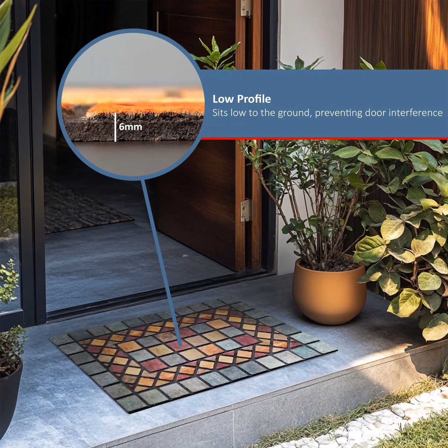 Nicoman Eco-Friendly Elegant Tile Mat Barrier Doormat with Blue Border, Multicolour, W/D/H: 75 x 25 x 1 cm – 4